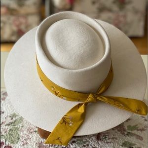 Urban Outfitters scarf trim telescope hat in ivory